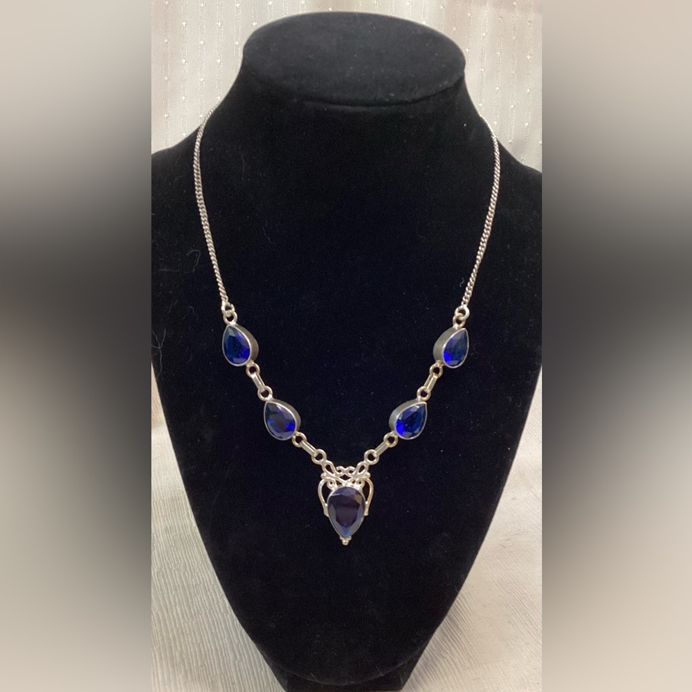Elegant Blue Topaz and Sterling Silver Necklace
